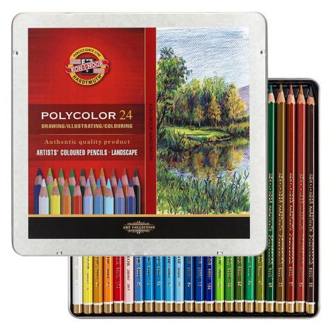 Kredki ołówkowe Koh-i-Noor Polycolor, 24 kolory, metalowe opakowanie - 2